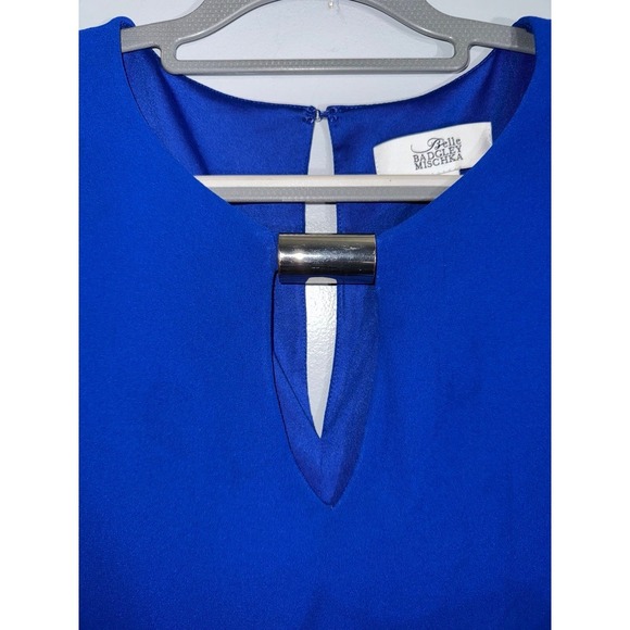 Belle Badgley Mischka lined cobalt blue crepe shift dress size US 12 - Picture 3 of 10
